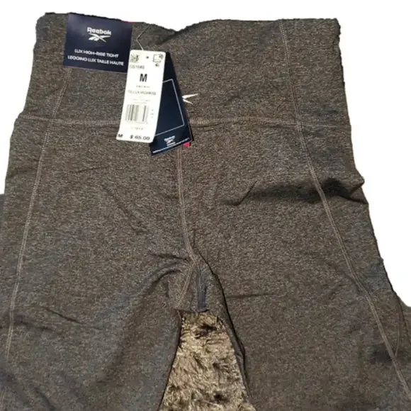 Reebok leggings M heather gray foam pocket yoga pants joggers workout Gym tights - Picture 8 of 8